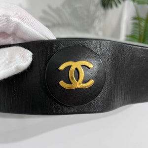 Chanel Wide Black Leather Charm Belt