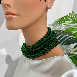 Chanel Vintage Seven Strand Green Gripoix Necklace