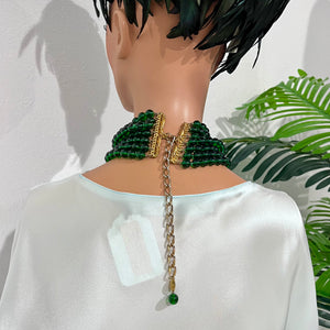 Chanel Vintage Seven Strand Green Gripoix Necklace