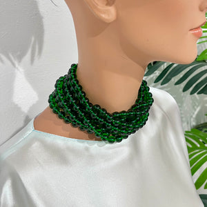 Chanel Vintage Seven Strand Green Gripoix Necklace