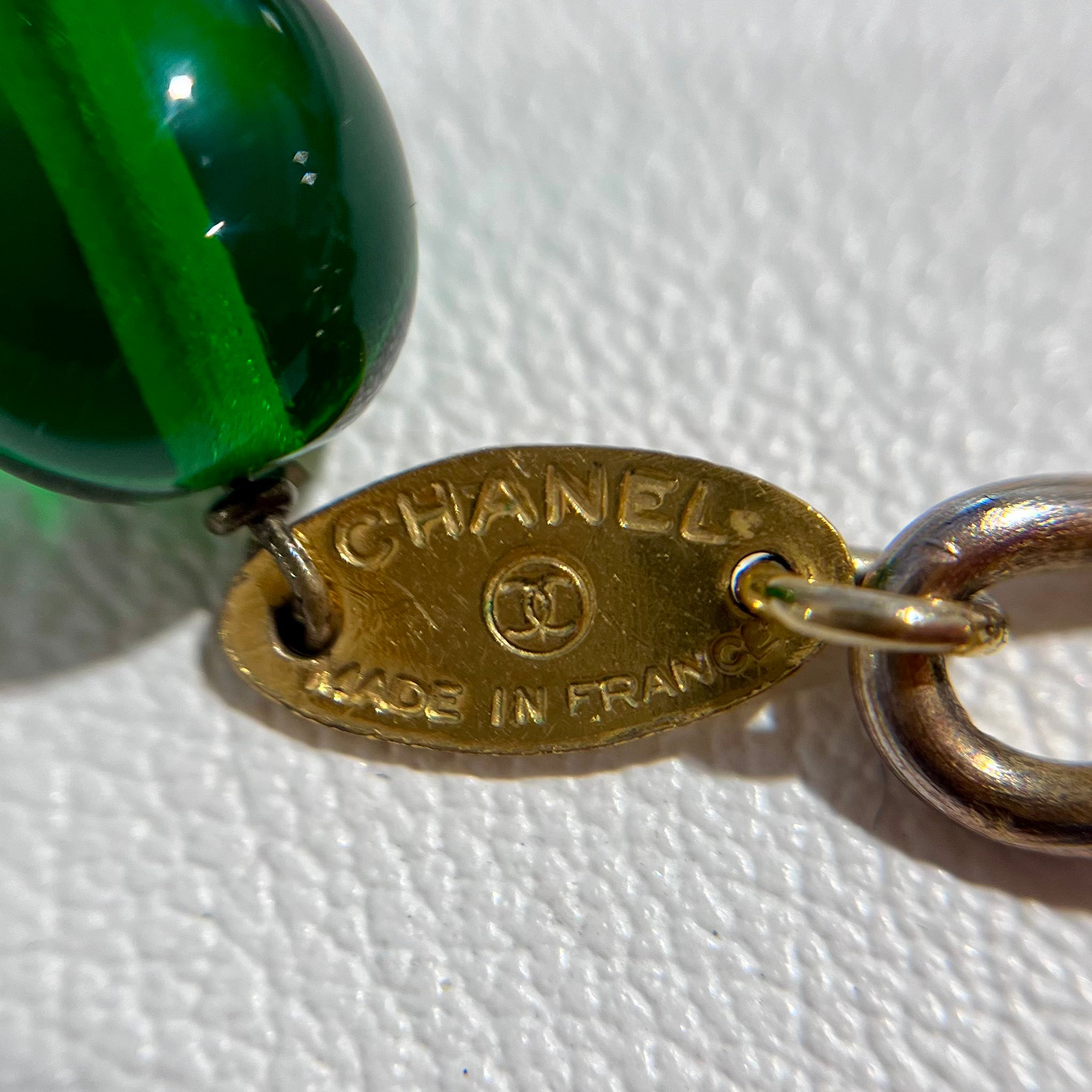 Chanel Vintage Seven Strand Green Gripoix Necklace