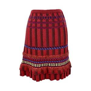 Christian Lacroix Vintage Rust Red & Brown Stripe Knit Skirt