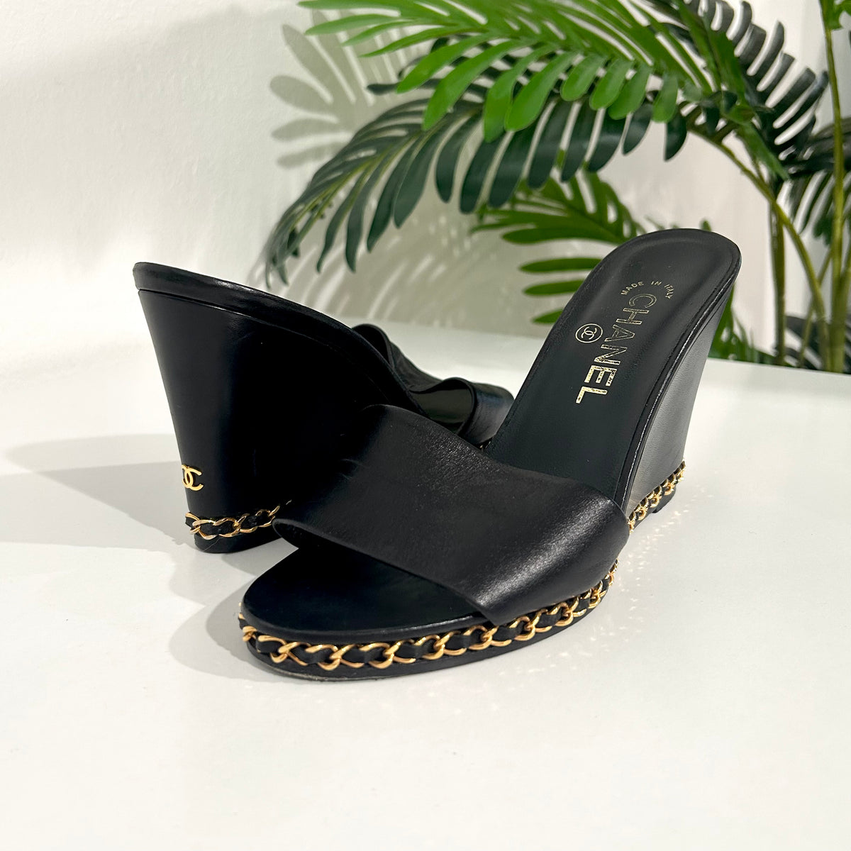 chanel wedge sandals