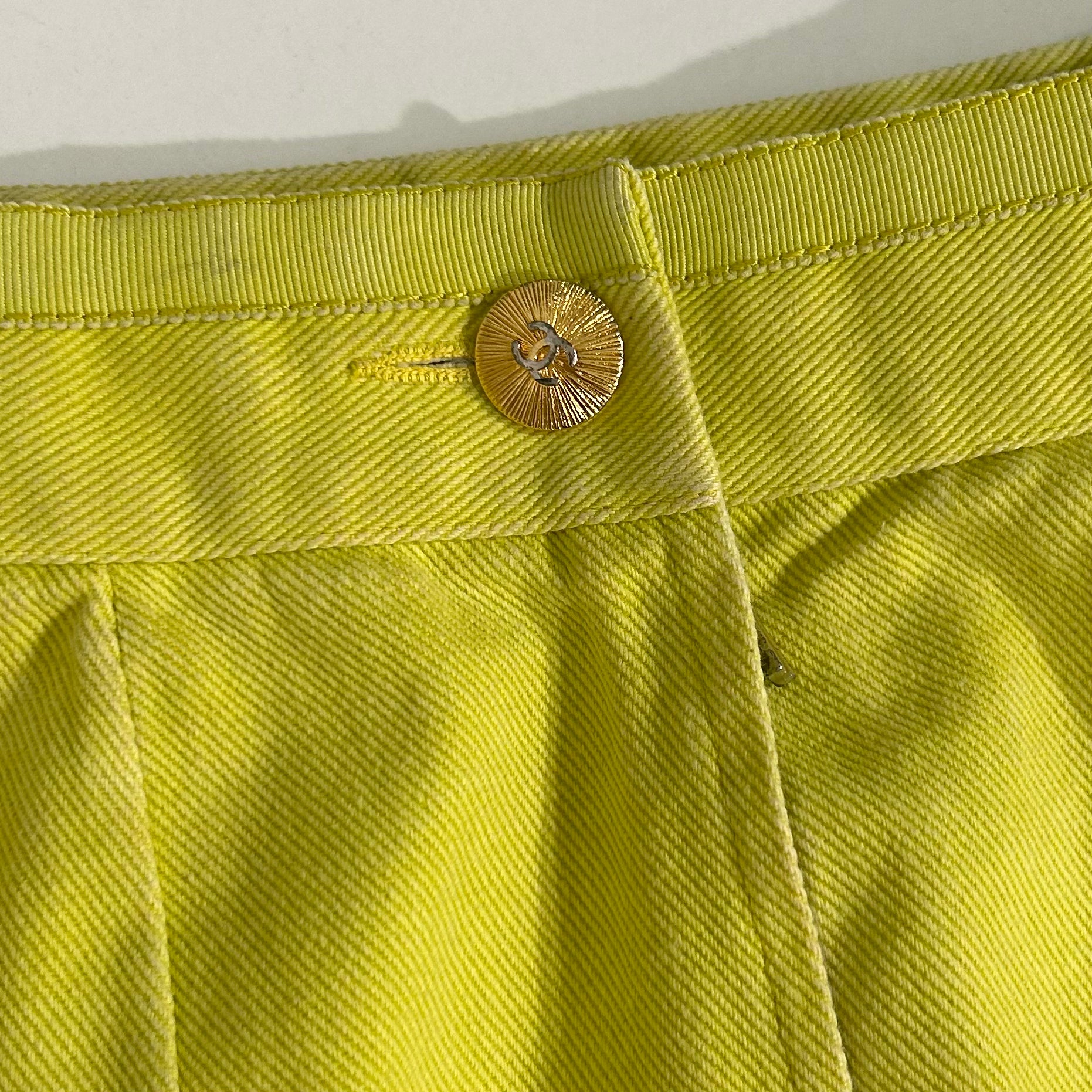 Chanel Vintage Lime Denim Skirt