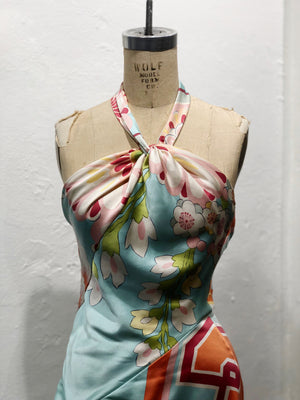 Christian Dior Boutique 2003 Asian print silk gown