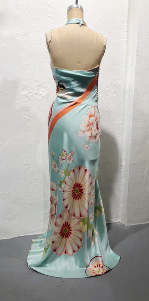 Christian Dior Boutique 2003 Asian print silk gown