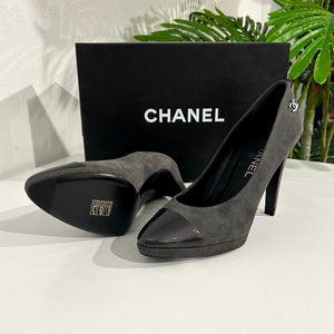 Grey suede platform heels deals
