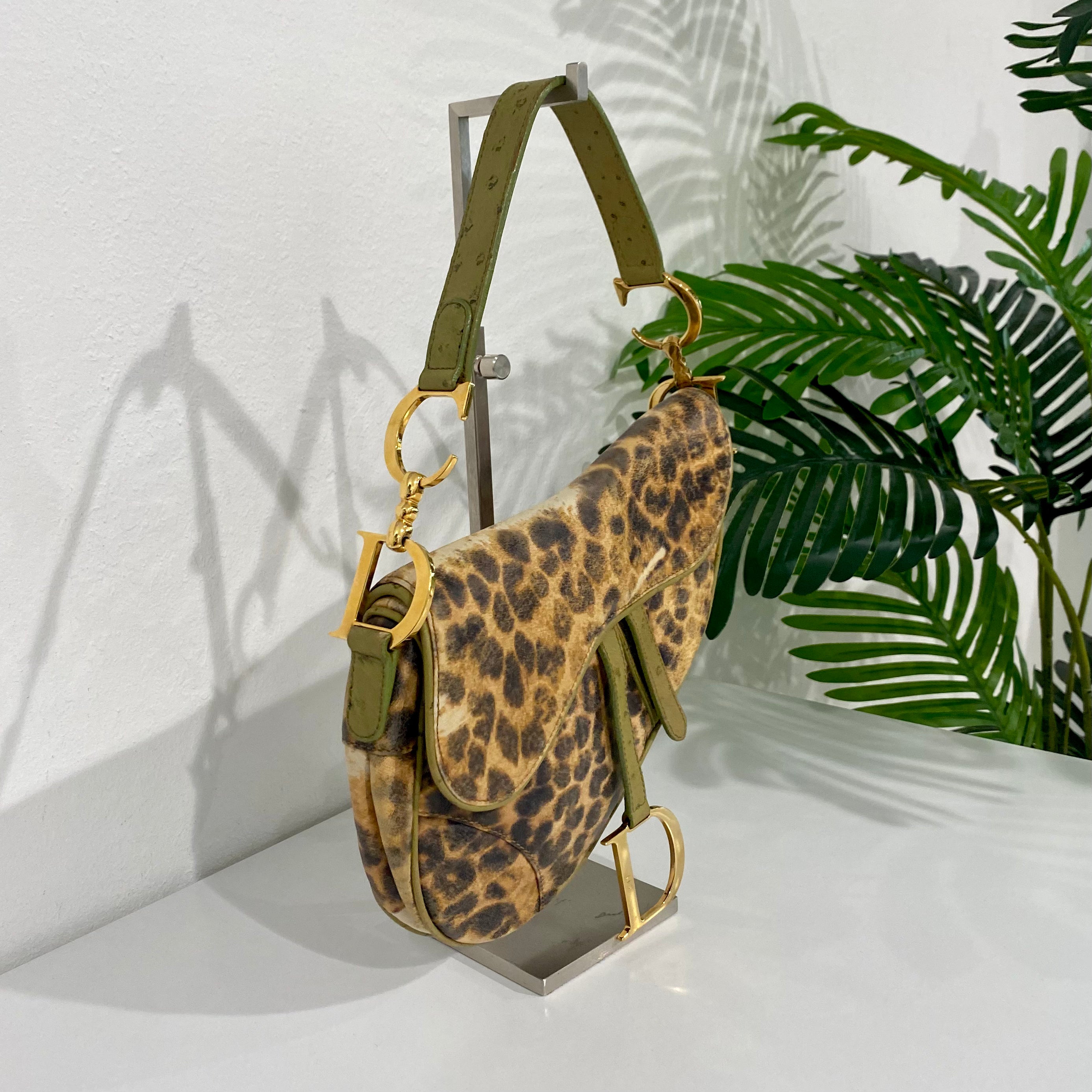 Christian Dior Leopard Ostrich Saddle Bag Dina C s Fab and Funky Consignment Boutique
