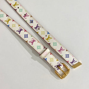 LOUIS VUITTON: Multicolor, "Murakami LV" Logo Belt fits 31"-  35" (mz)