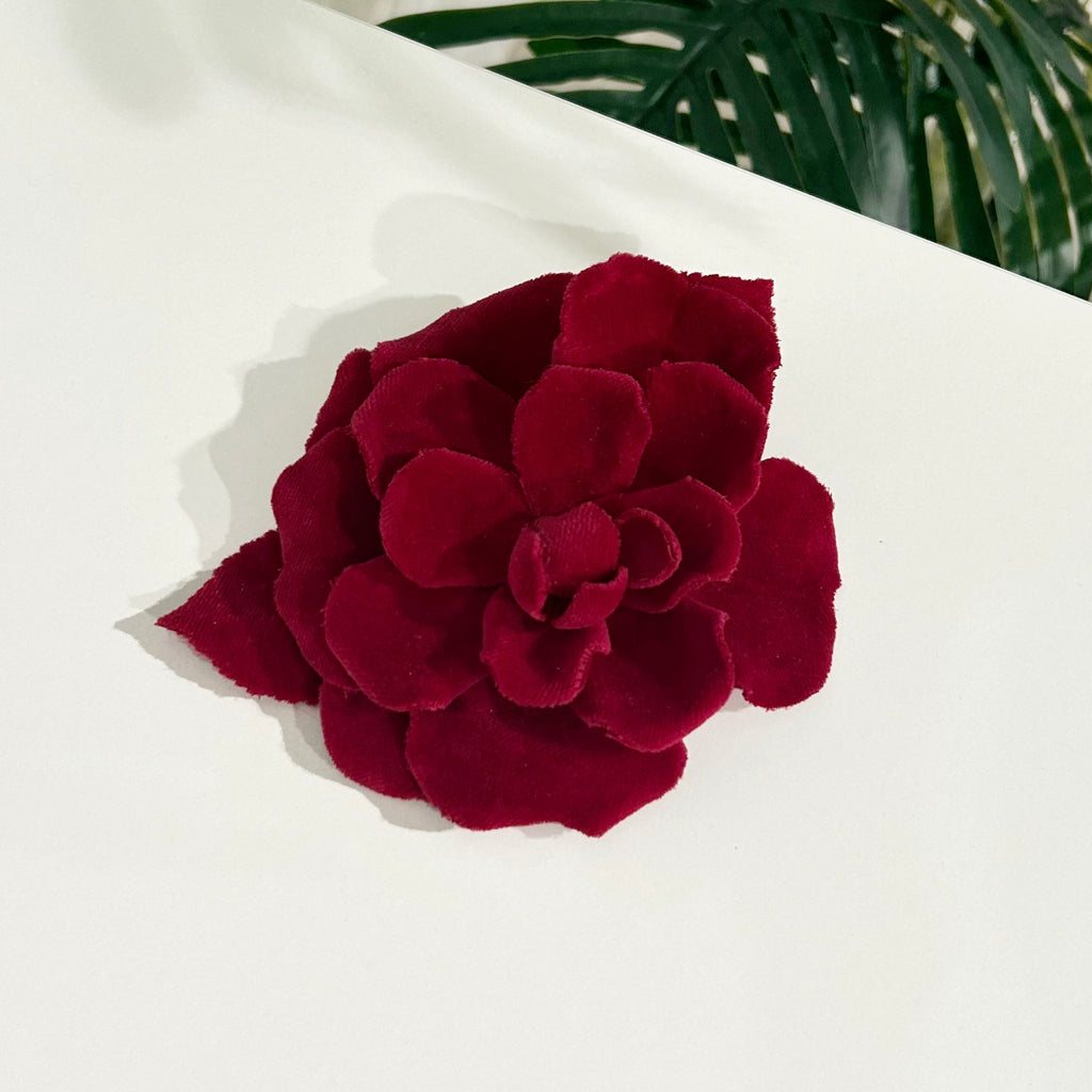 Chanel Red Velvet Camellia Brooch