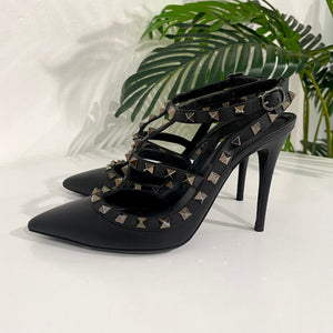 All black valentino rockstud heels on sale