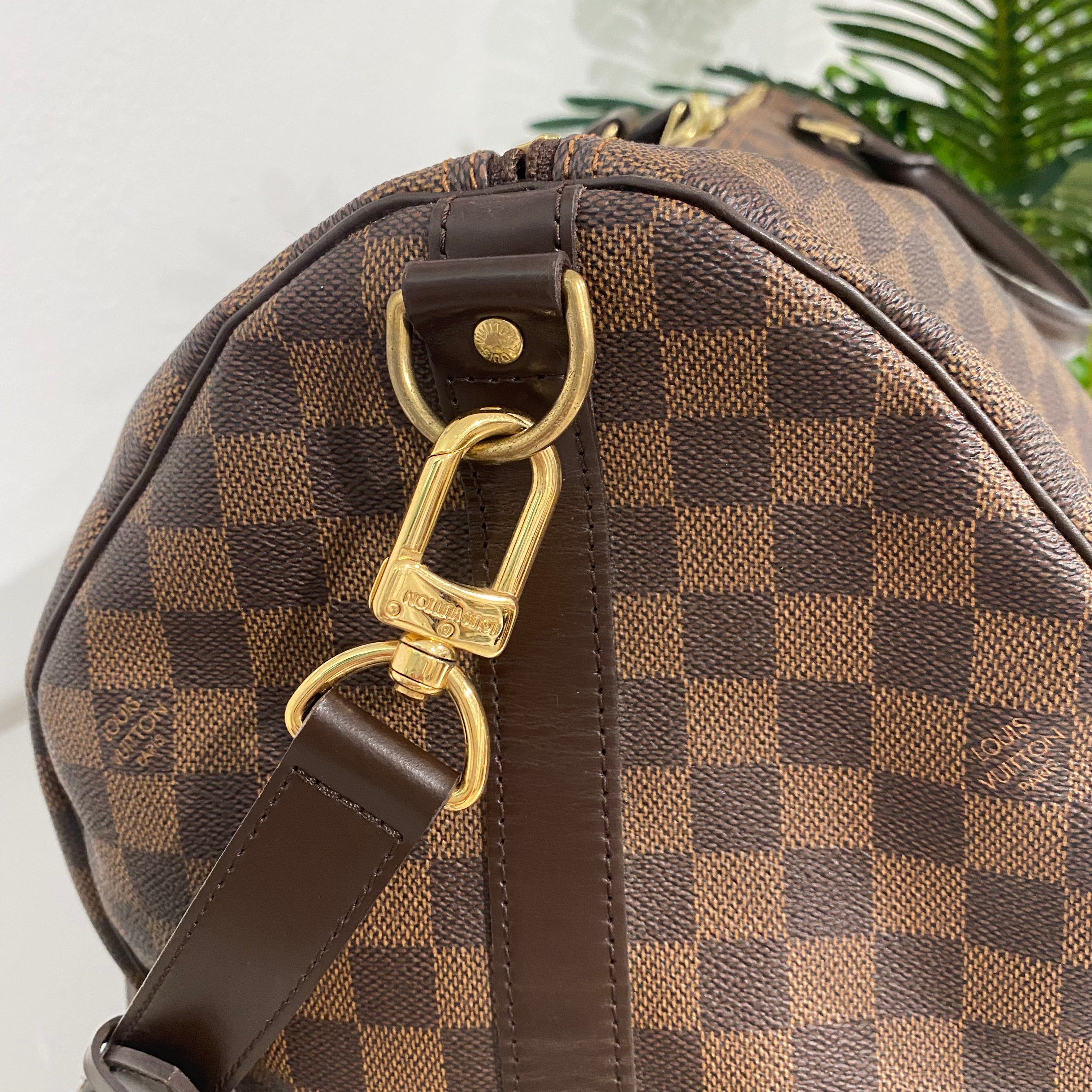 Louis Vuitton keepall 55 damier ebene Dark brown Leather ref.763846 - Joli  Closet