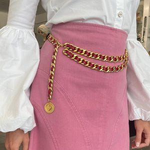 Chanel Gold & Red Chain Belt