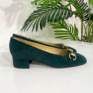Gucci Green Suede Horsebit Heels Dina C s Fab and Funky