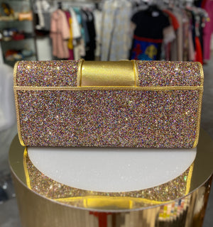 Perrin Paris Multicolor Glitter Glove Clutch