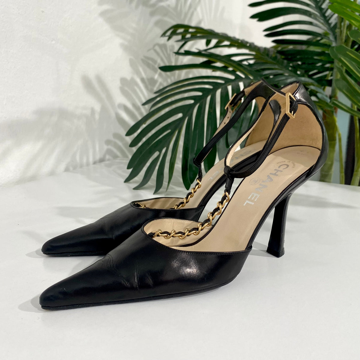 Chanel Vintage Black Slingback Heels – Dina C's Fab and Funky