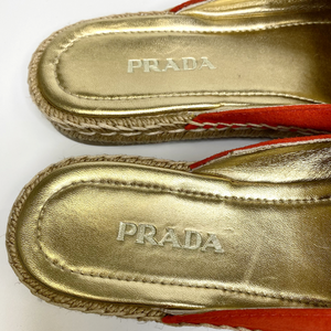 Sale! Prada Red Suede Espadrille Mules