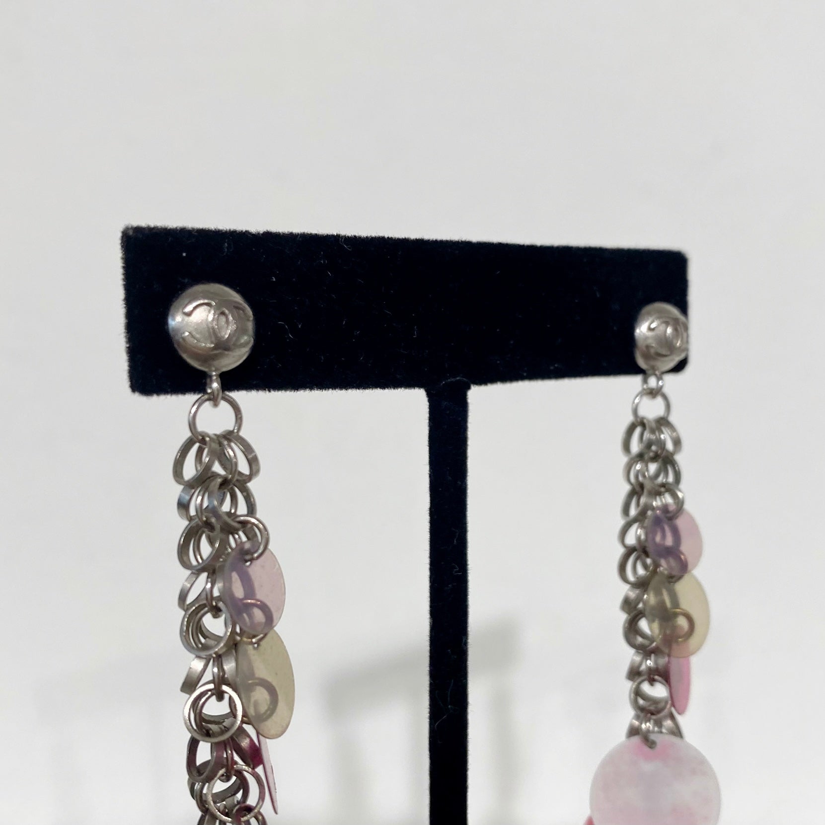Chanel Pink Bubbly Charm Drop Earrings
