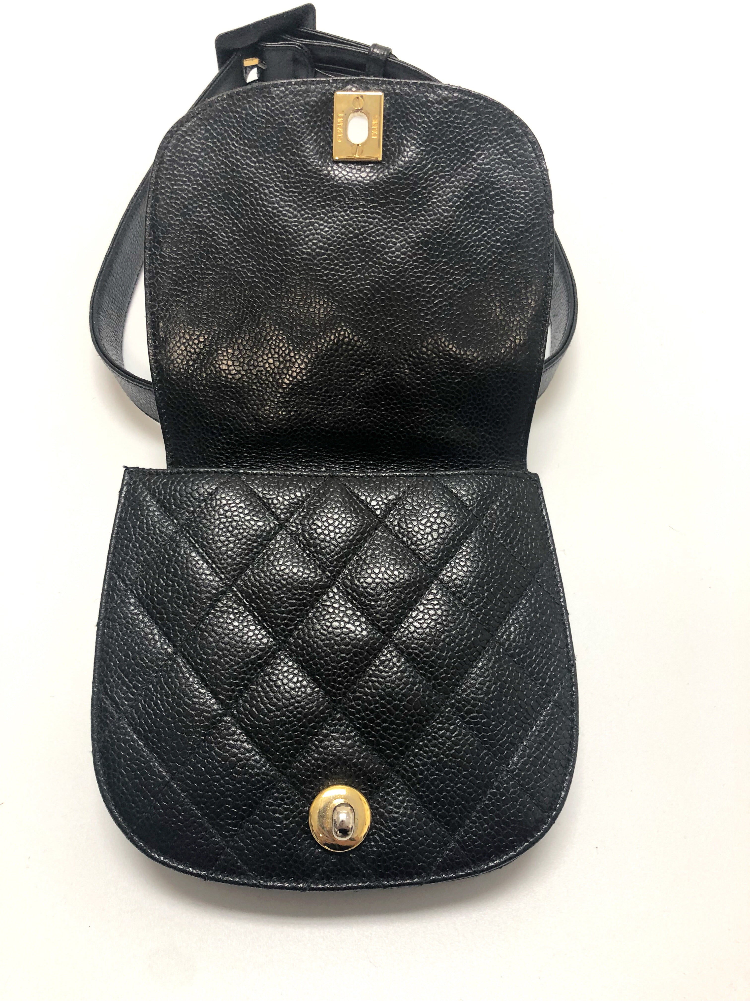 Chanel Vintage Quilted Cc Belt Bag Black Caviar – ＬＯＶＥＬＯＴＳＬＵＸＵＲＹ