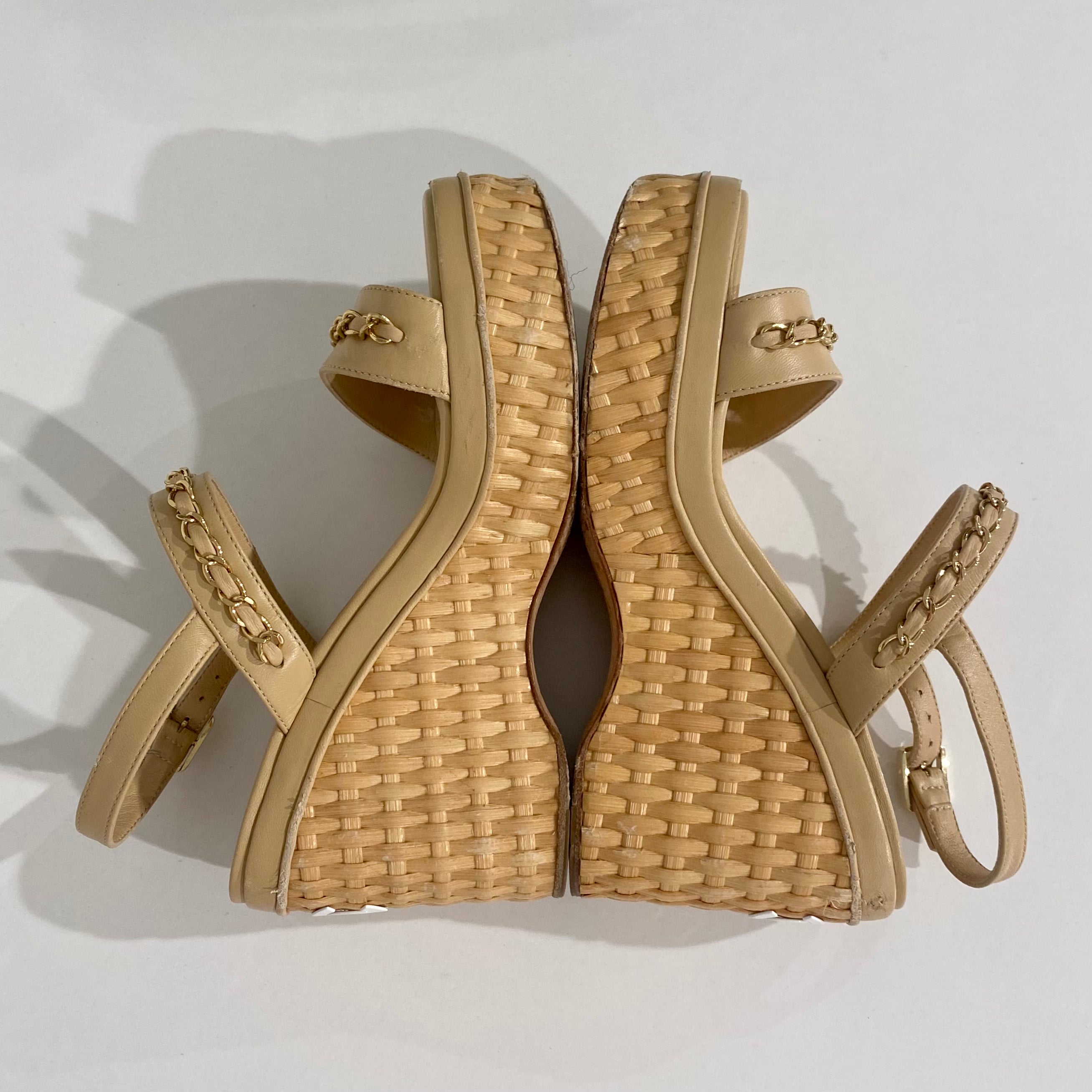 Chanel 2020 Wicker Platform Sandals