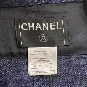 Chanel Navy Linen Crop Jacket