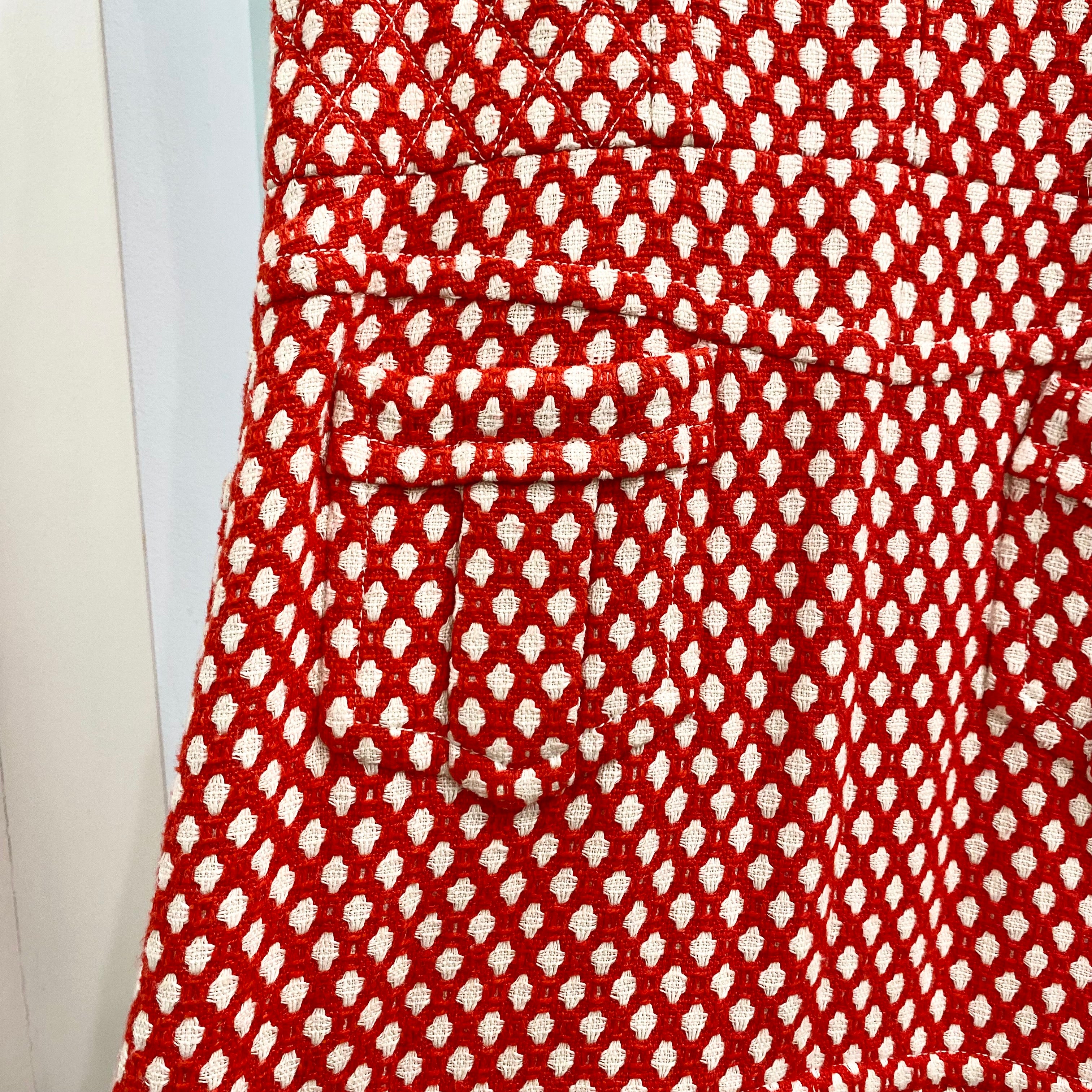 Chanel Red and White Tweed Dress