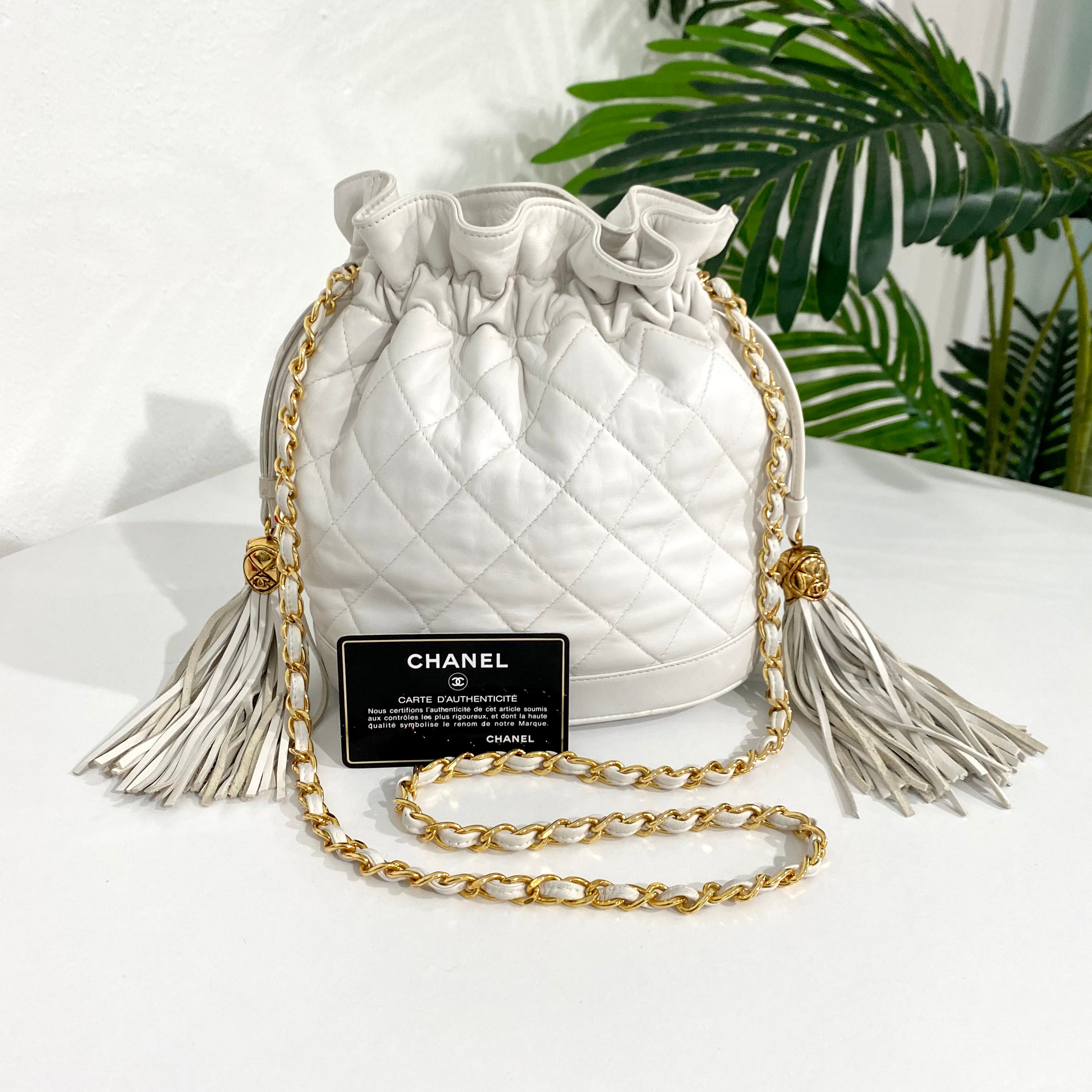 white and silver chanel bag vintage