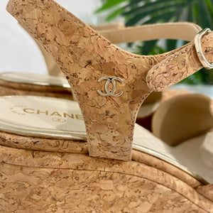 Chanel Cork Platform Sandals