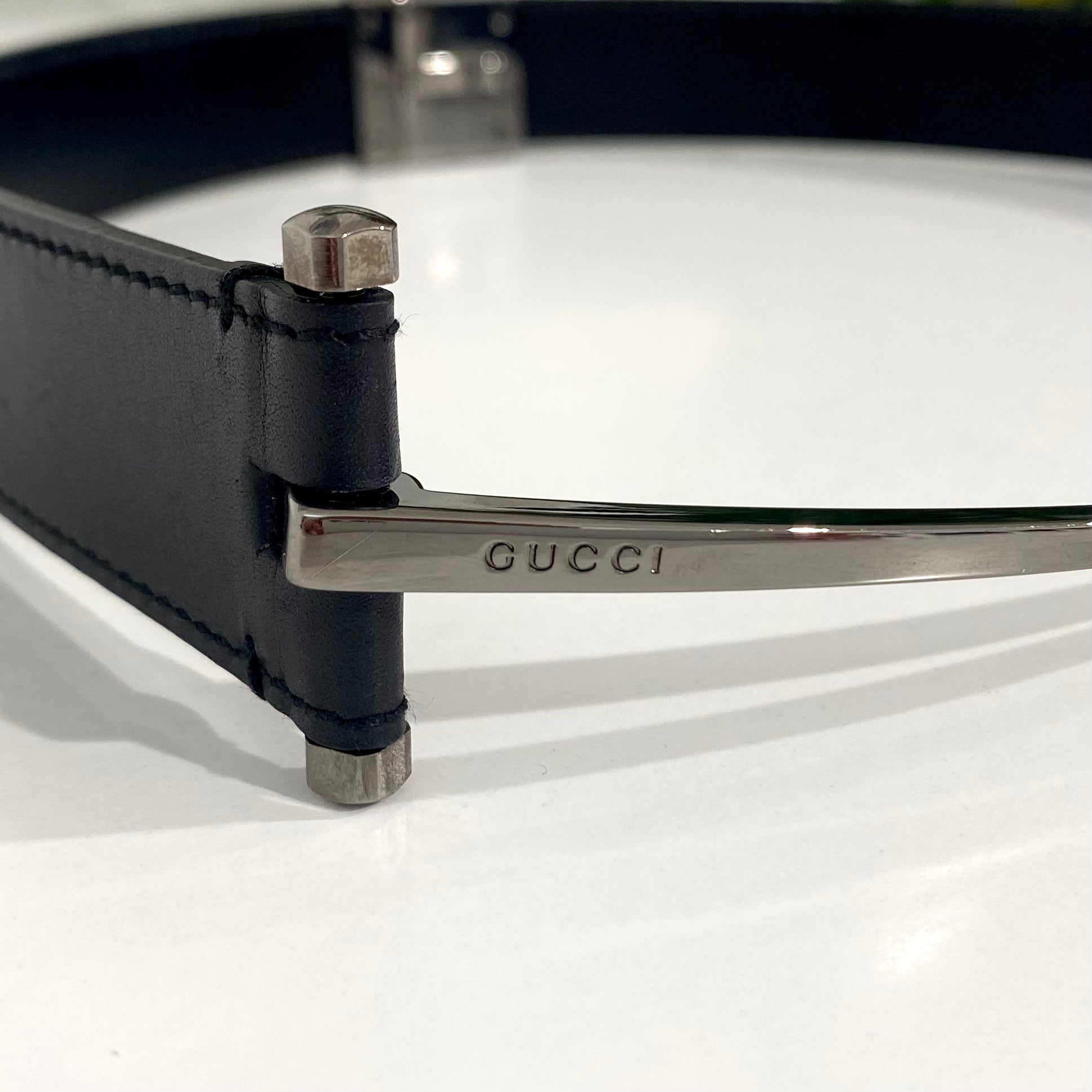 Gucci Vintage Silver Thin Horsebit Belt