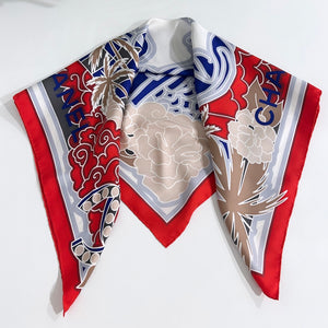 Chanel New White/Blue Silk Red CC Scarf - Vintage Lux