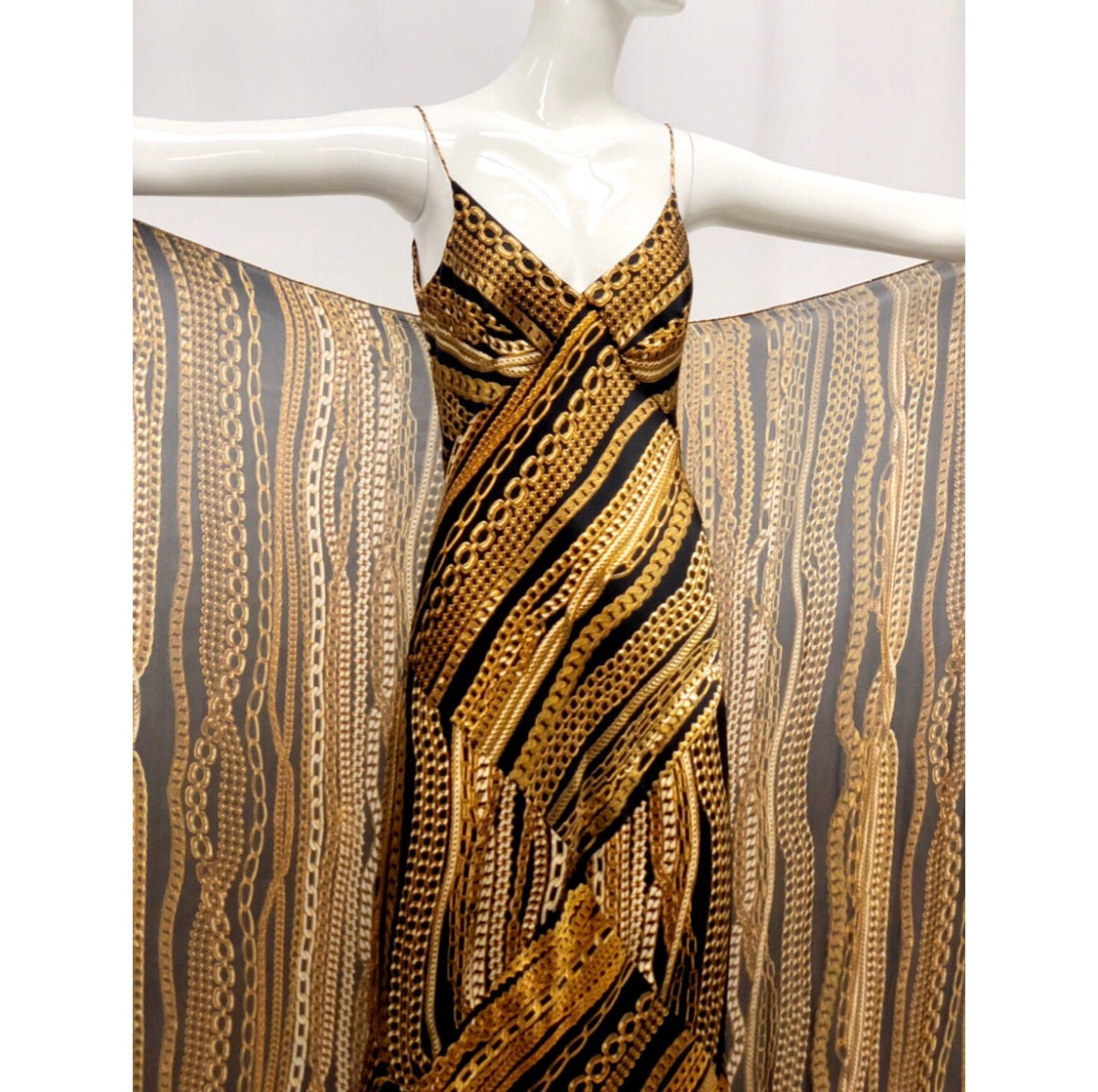 Roberto Cavalli Chain Print Gown and Shawl