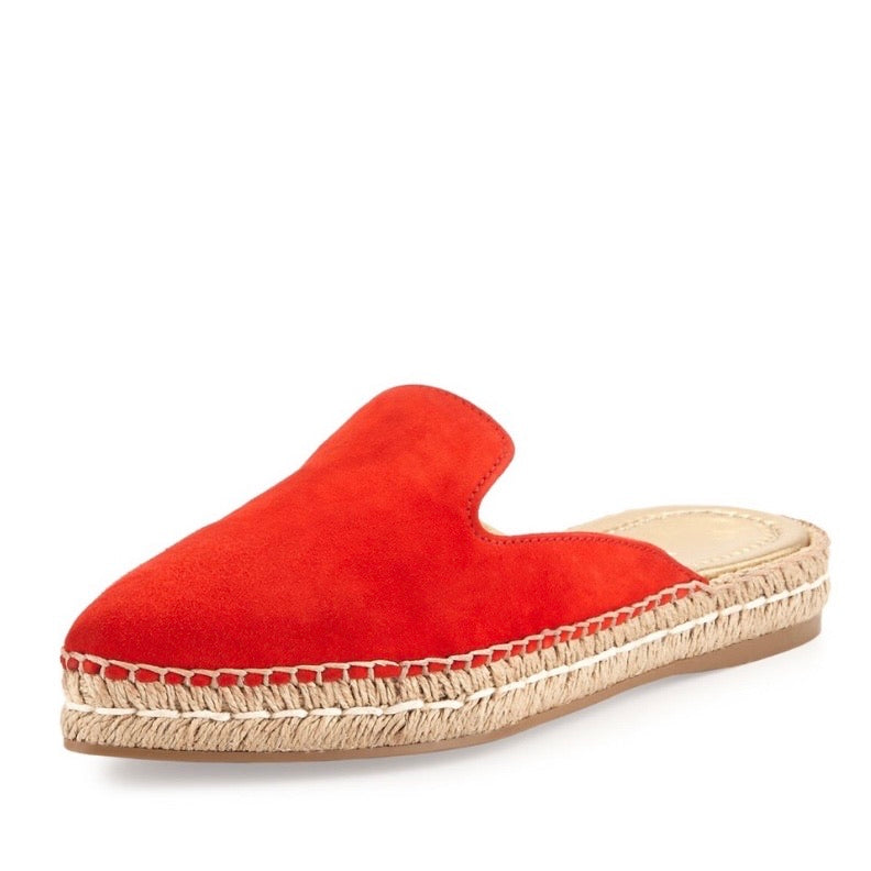 Sale! Prada Red Suede Espadrille Mules