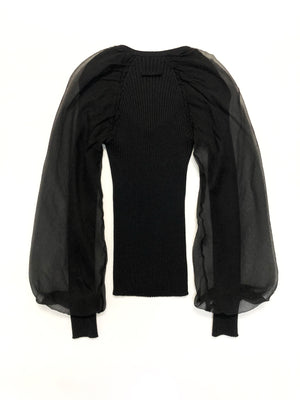 Jean Paul Gaultier Black Knit and Chiffon Top