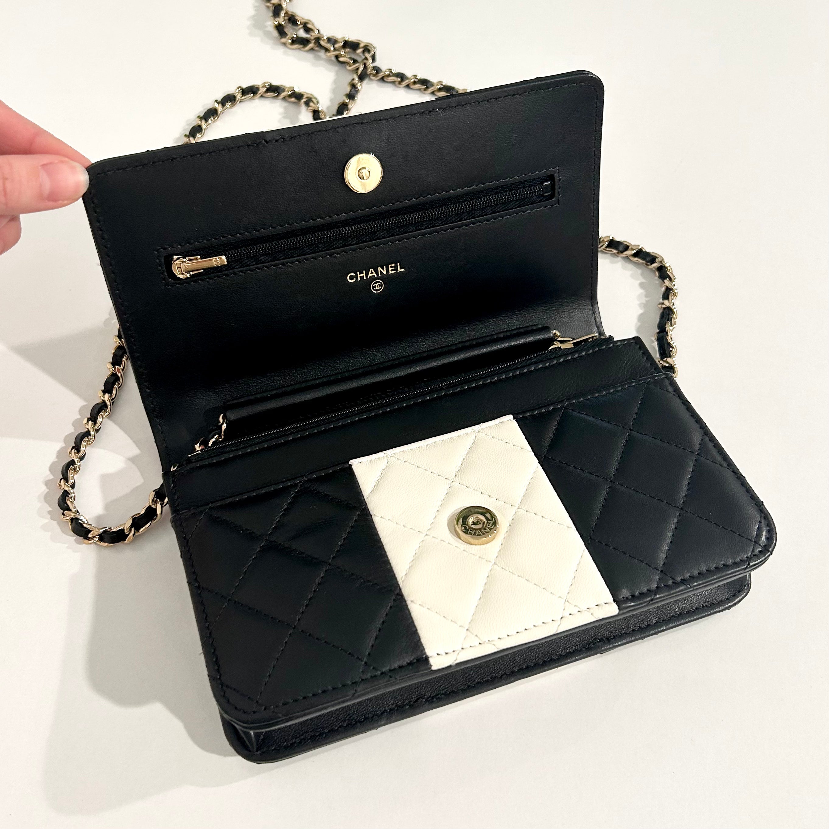Chanel Black & White Wallet on Chain
