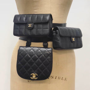 CHANEL Pre-Owned Choco Bar leather belt bag, Black