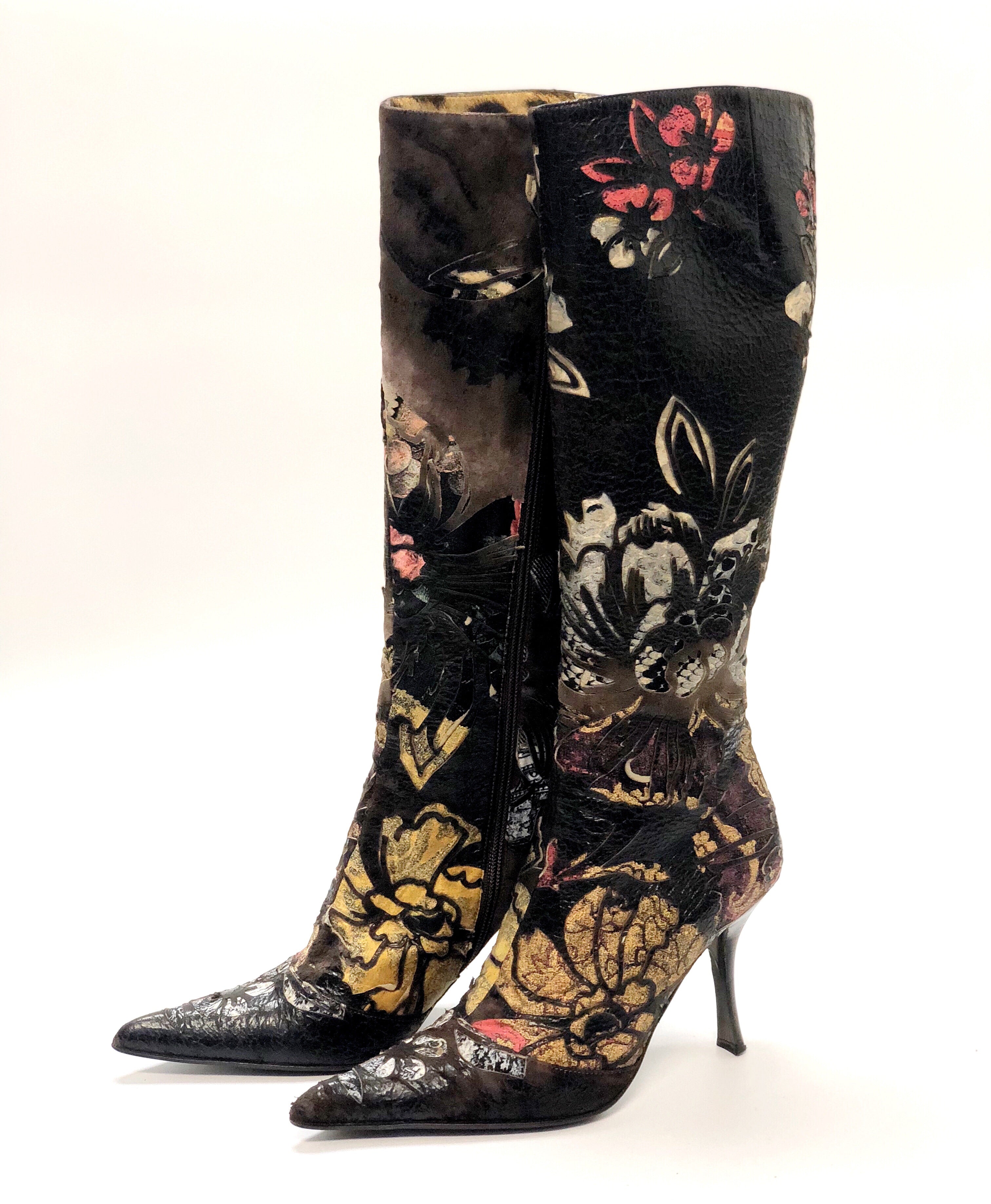 Roberto Cavalli Cut Out Leather Boots