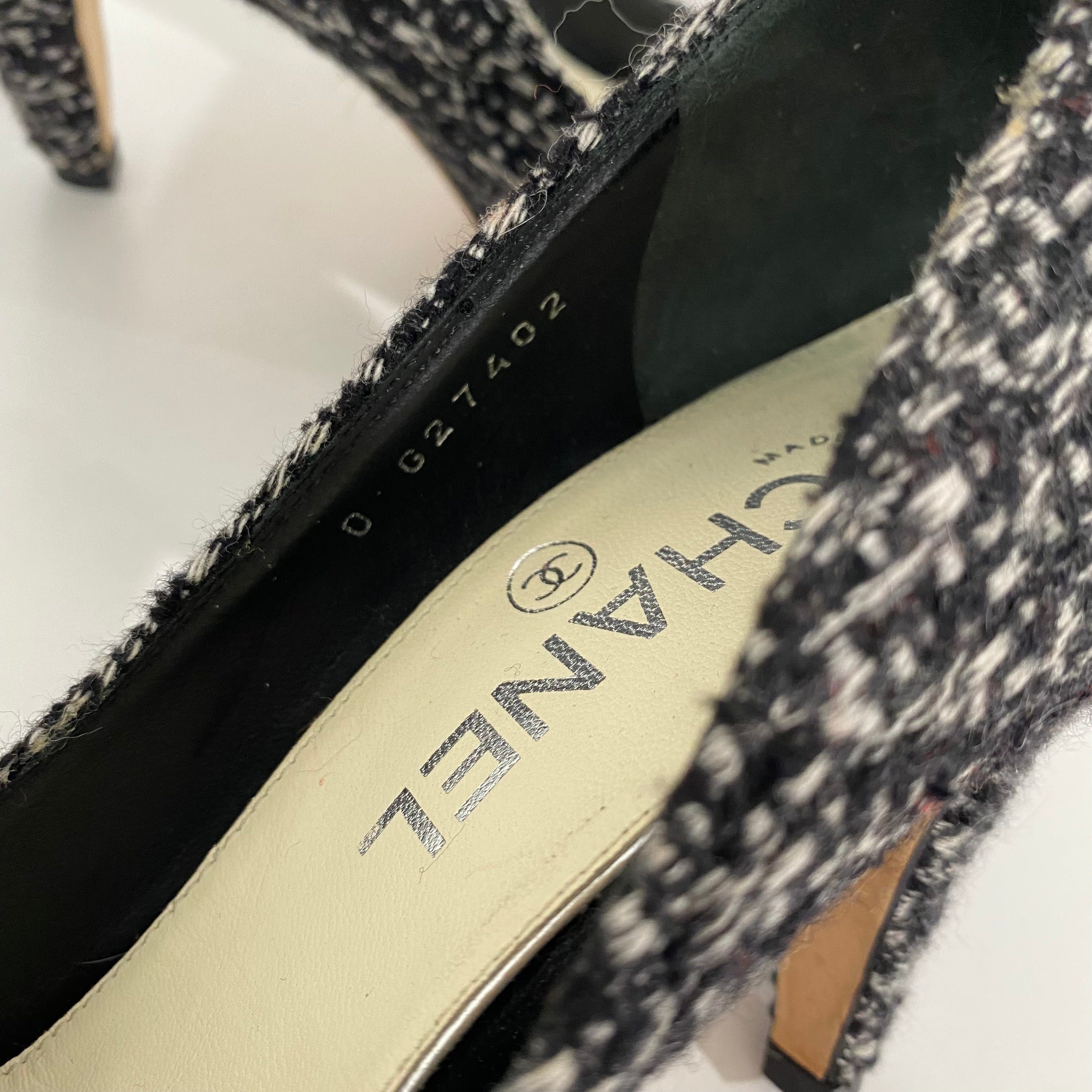 Chanel Tweed Camellia Heels