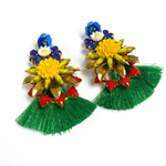 Elizabeth Cole Floral Fringe Earrings