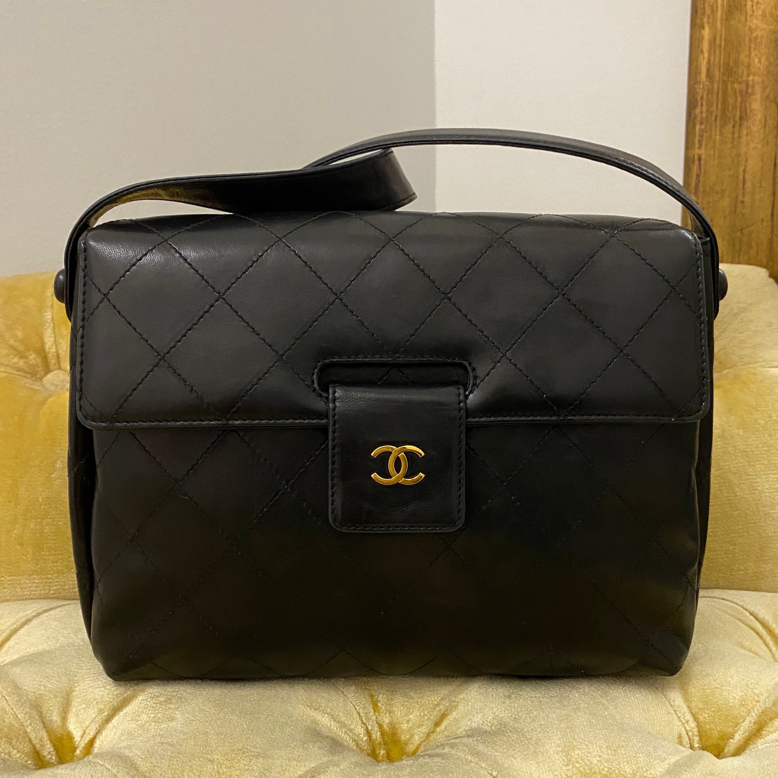 Chanel Black Reverse Quilted Shoulder Bag
