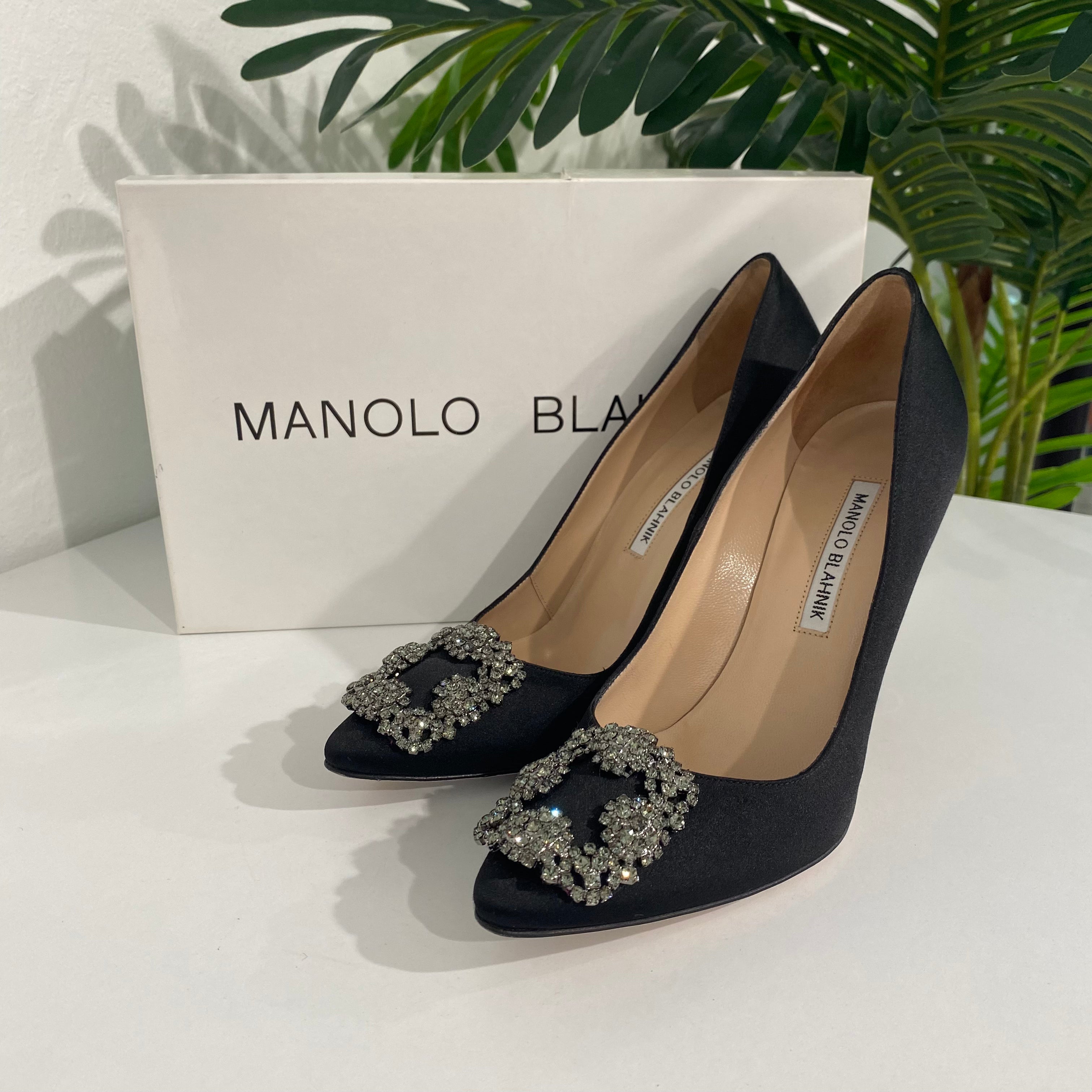 Manolo Blahnik Black Hangisi Heels