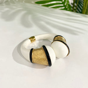 Tom Ford Gold Tone & White Enamel Hinged Bracelet