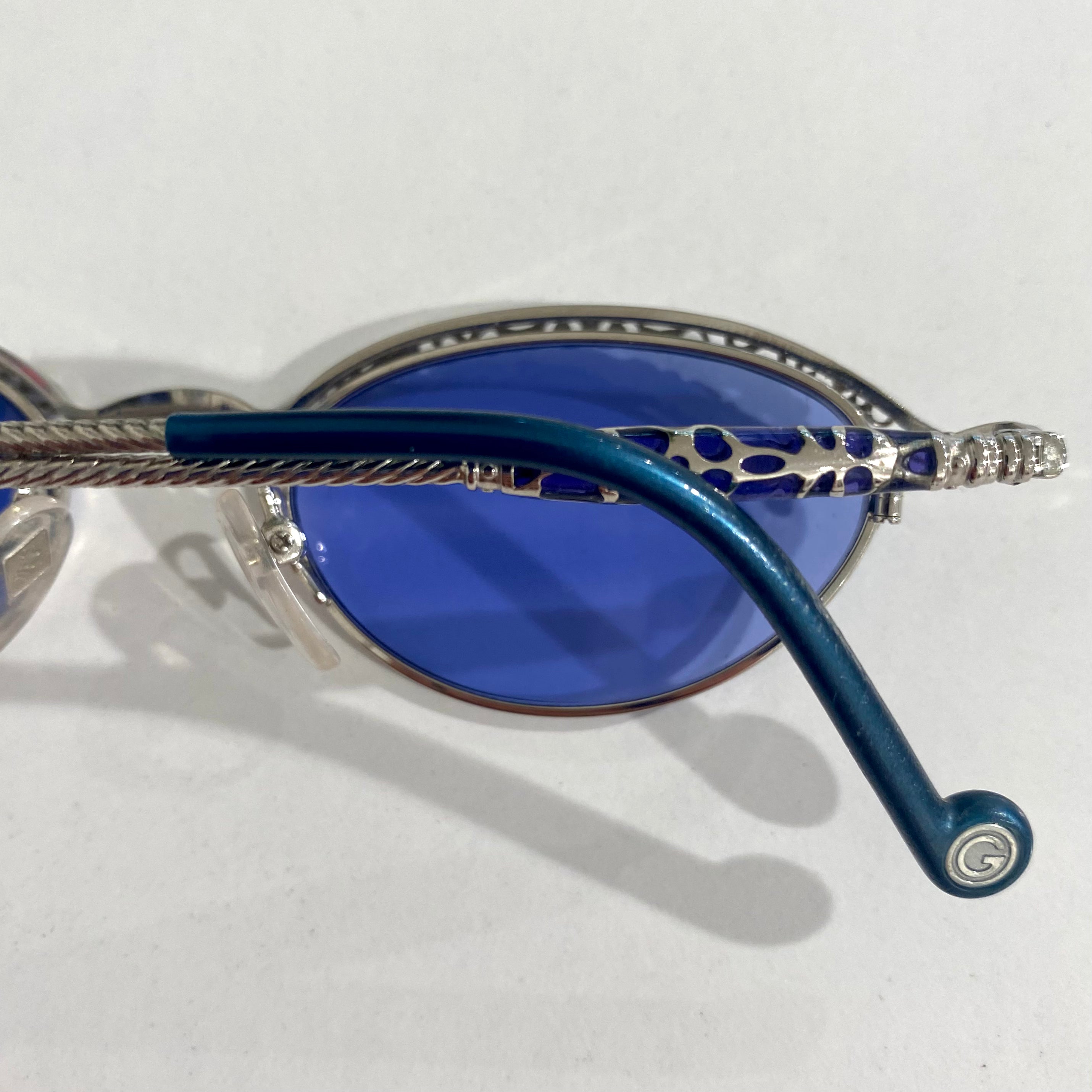Jean Paul Gaultier Vintage Blue Lens Small Frame Sunglasses