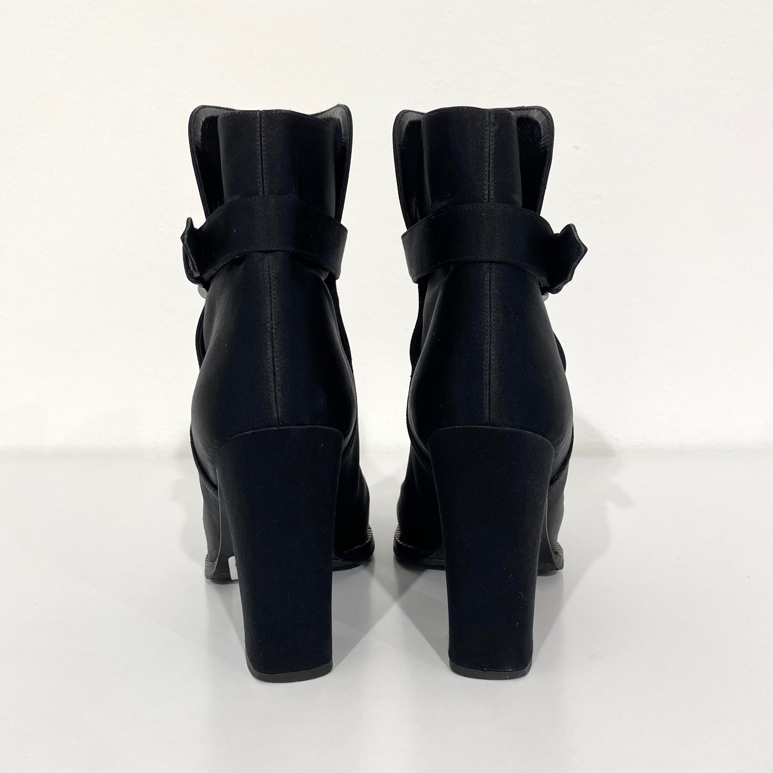 Chanel Black Satin Ankle Boots