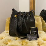 Chanel Vintage Black Quilted Bucket Bag