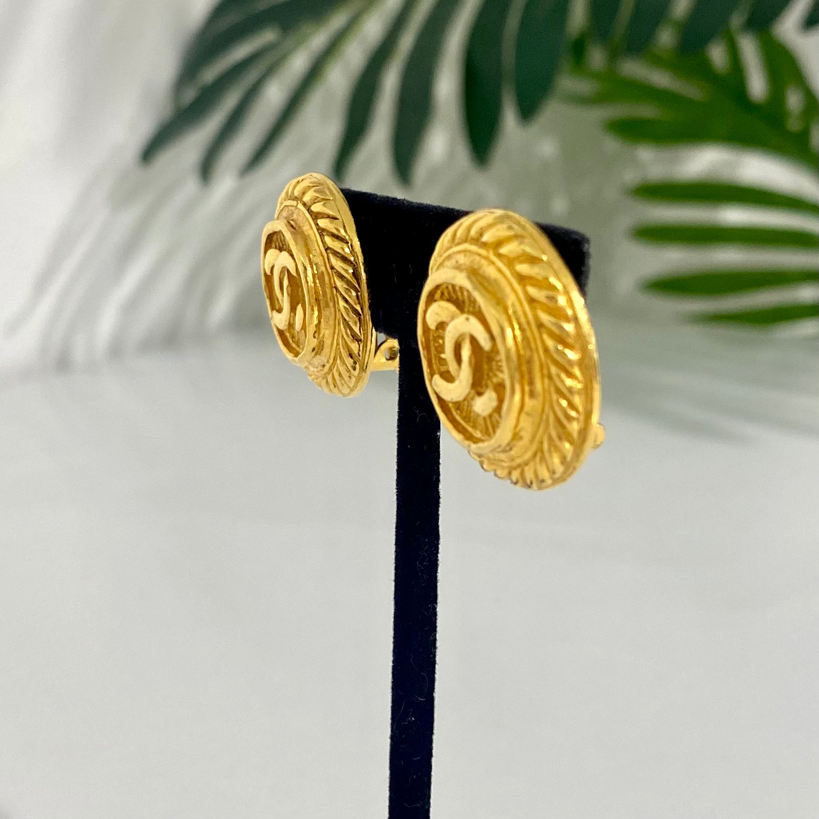Chanel Vintage CC Button Earrings