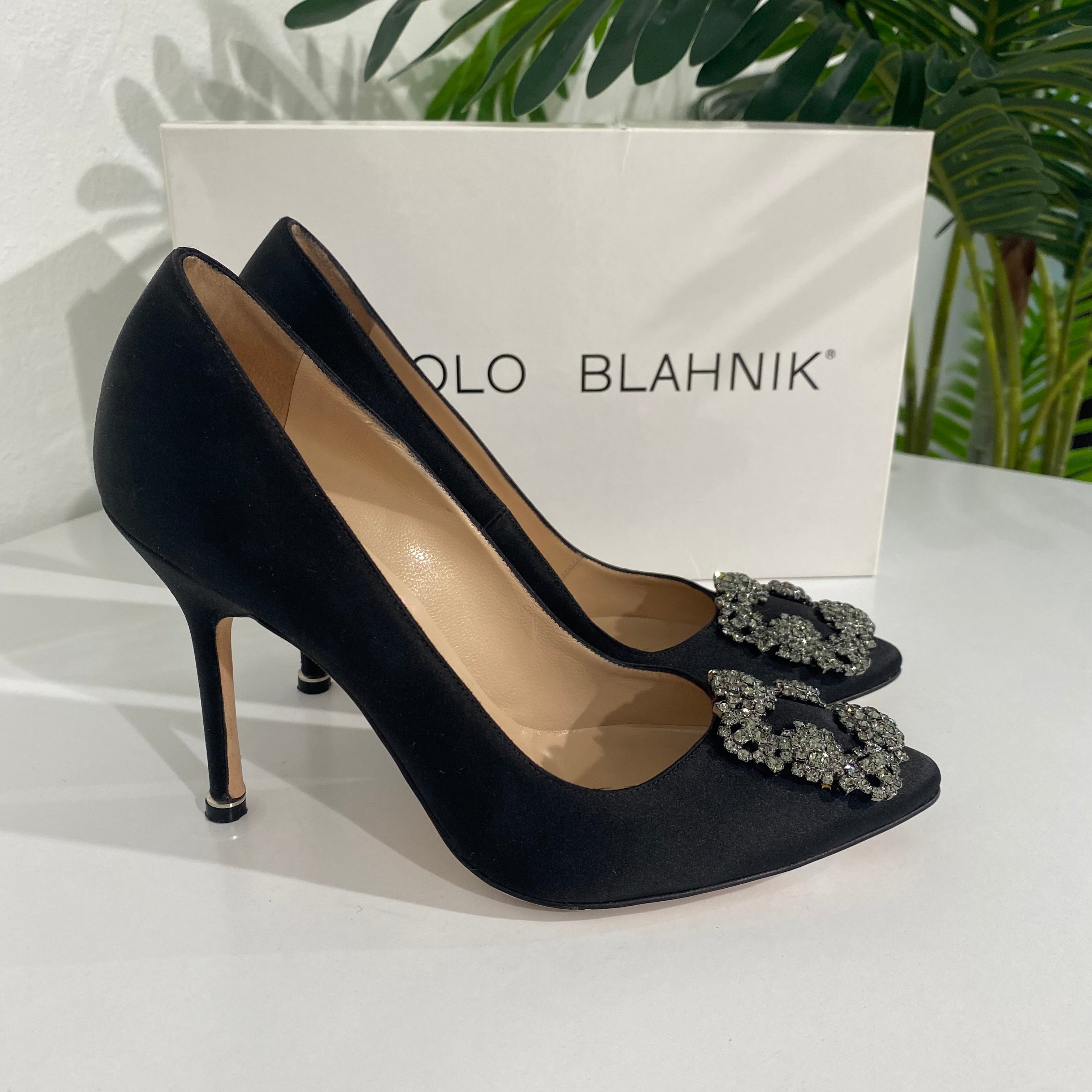 Manolo Blahnik Black Hangisi Heels