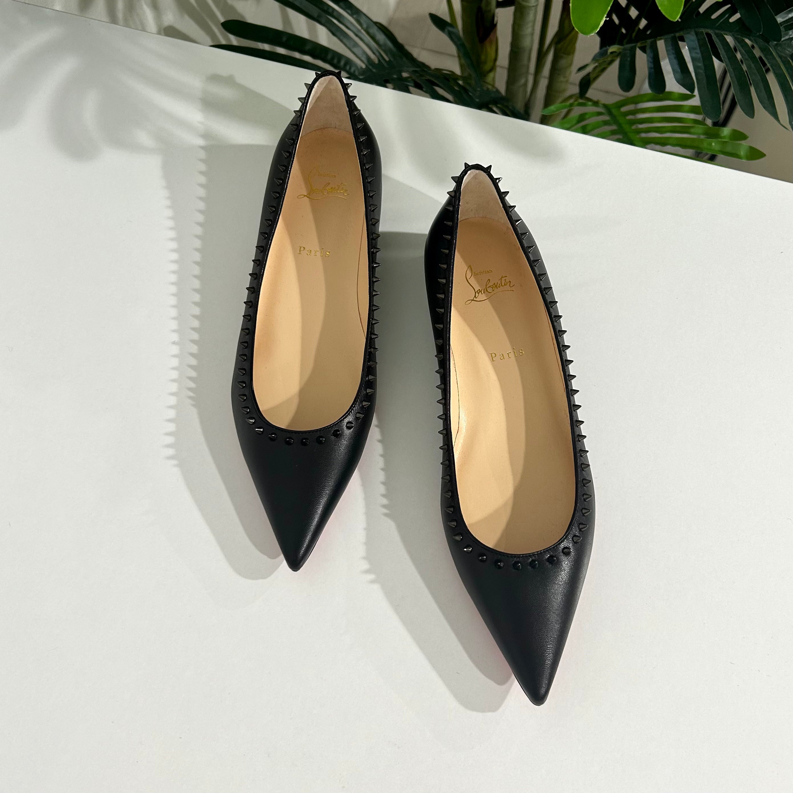 Christian Louboutin Black Spiked Anjalina Flats size 41