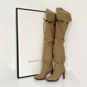 Gucci Beige GG Lisa Over-the-knee Boots in Natural