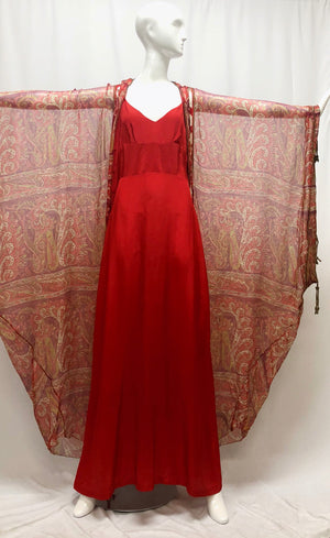 Reserved Thea Porter Red Sequin Chiffon Caftan