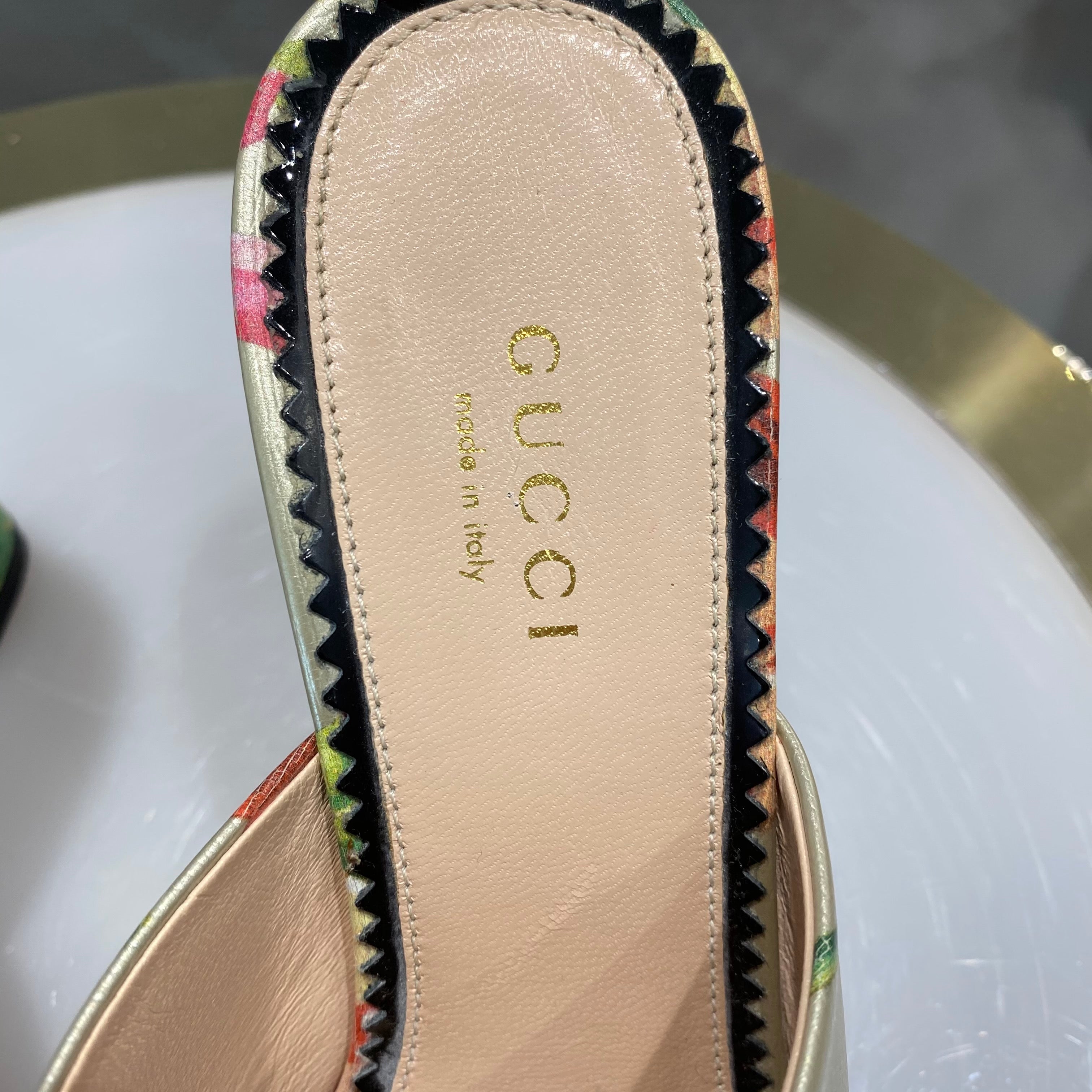 Gucci Bloom Heeled Slides
